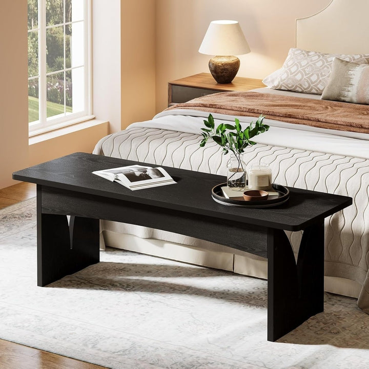 Tribesigns 47" Black Dining Bench Modern Wood Entryway Bench for Home Image 1