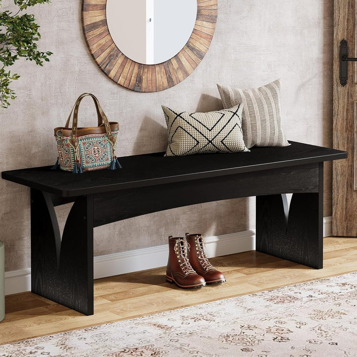 Tribesigns 47" Black Dining Bench Modern Wood Entryway Bench for Home Image 2