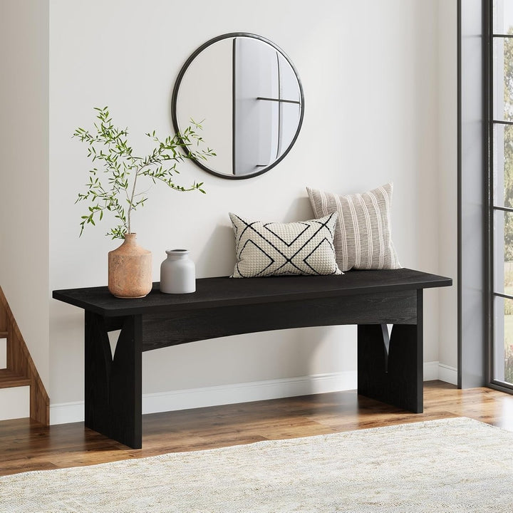 Tribesigns 47" Black Dining Bench Modern Wood Entryway Bench for Home Image 3