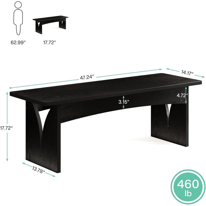 Tribesigns 47" Black Dining Bench Modern Wood Entryway Bench for Home Image 6