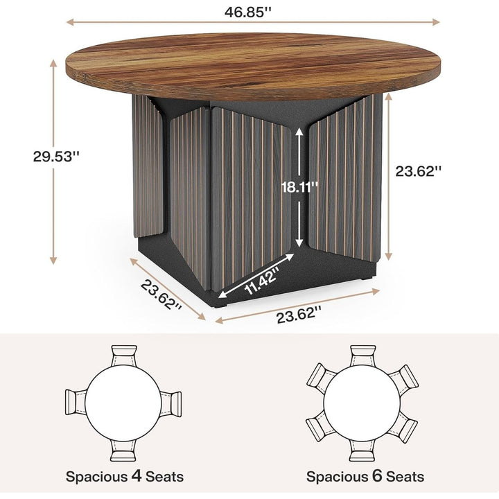 Tribesigns 47 Inch Round Dining Table Rustic Brown Wood for 4-6 People Image 6