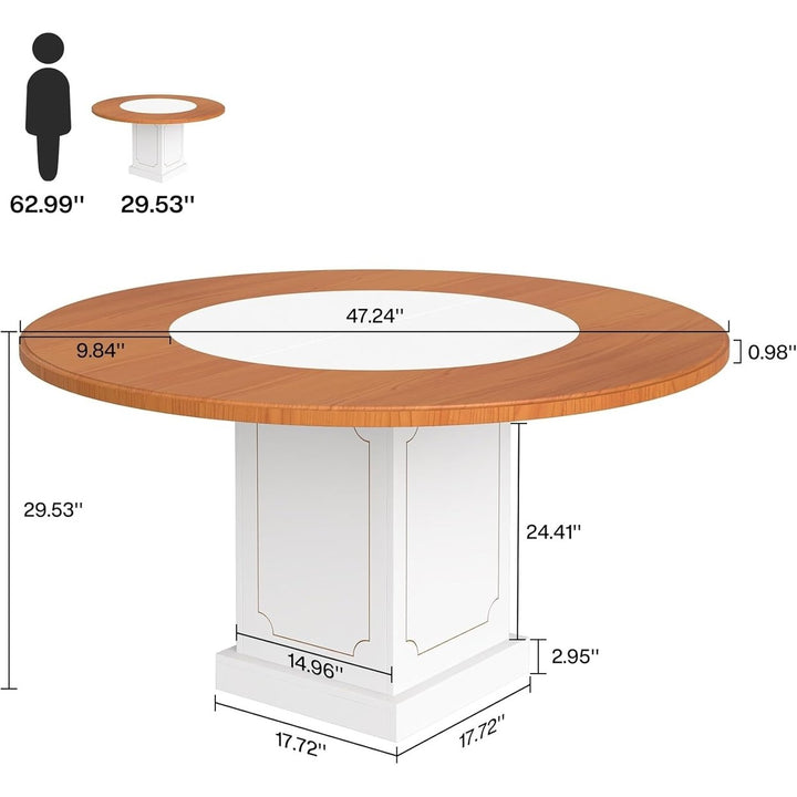 Tribesigns 47 Inch Round Dining Table Modern Wood Kitchen Table Pedestal Base Image 6