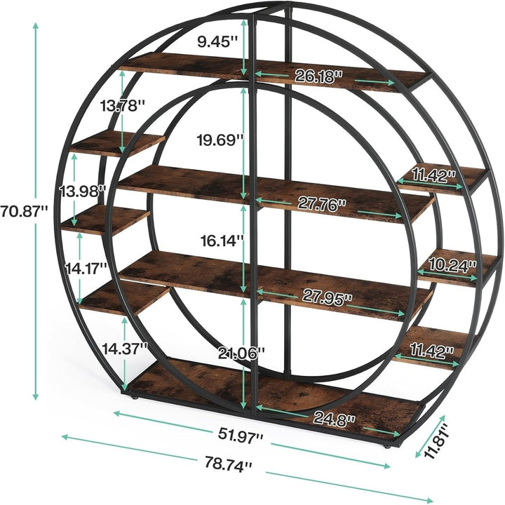 Tribesigns 7-Tier Indoor Plant Stand Black Metal Wood Multi-Potted Flower Rack Image 6