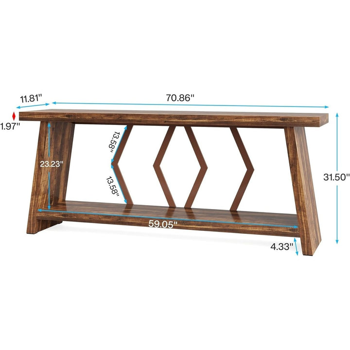 Tribesigns 70.86-Inch Long Sofa Table for Living Room, 2-Tier Narrow Console Table with Storage, Wood Foyer Entryway Image 6