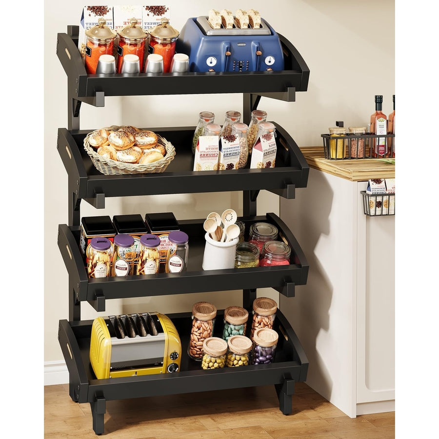 Tribesigns 4-Tier Fruit and Vegetable Stand, Kitchen Pantry Storage Rack with Removable Trays, Stand for Fruit Vegetable Image 1