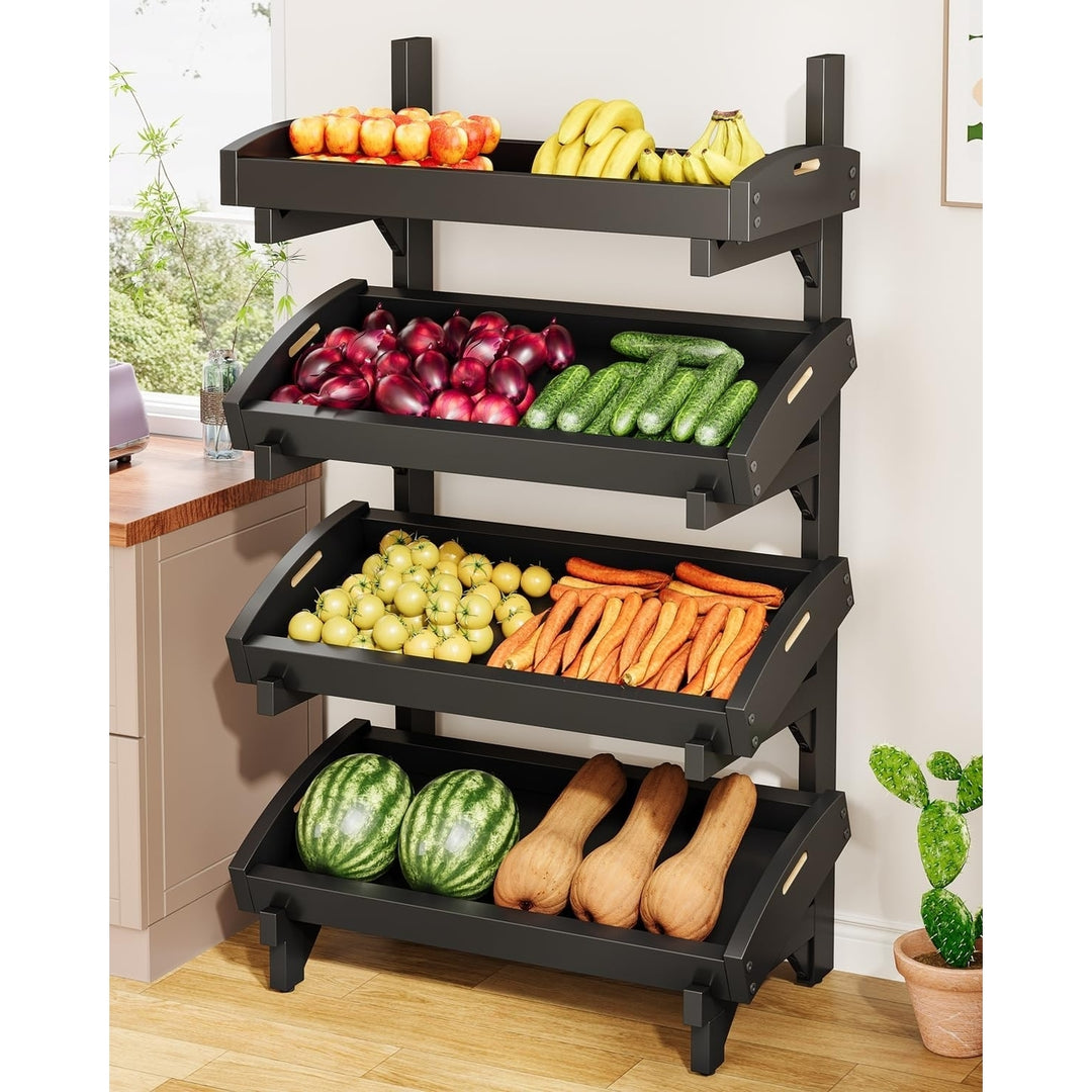 Tribesigns 4-Tier Fruit and Vegetable Stand, Kitchen Pantry Storage Rack with Removable Trays, Stand for Fruit Vegetable Image 2