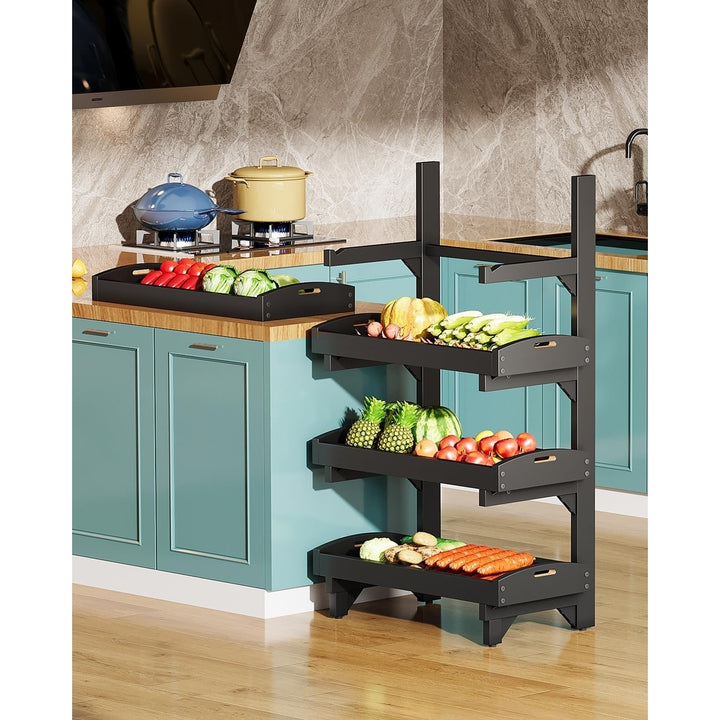 Tribesigns 4-Tier Fruit and Vegetable Stand, Kitchen Pantry Storage Rack with Removable Trays, Stand for Fruit Vegetable Image 3