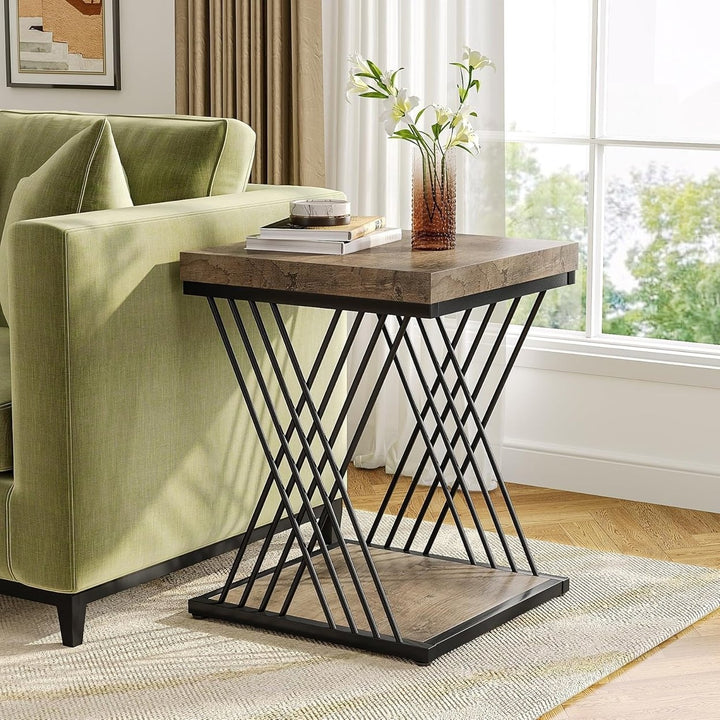 Tribesigns 2-Tier Side Table Faux Marble Modern Small Bedside Storage Metal Frame Image 1