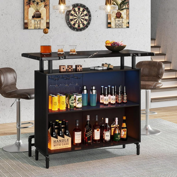 Tribesigns Home Bar Table with Storage Shelf for Living Room, Modern Industrial Style Counter Bar Unit with Sturdy Frame Image 1