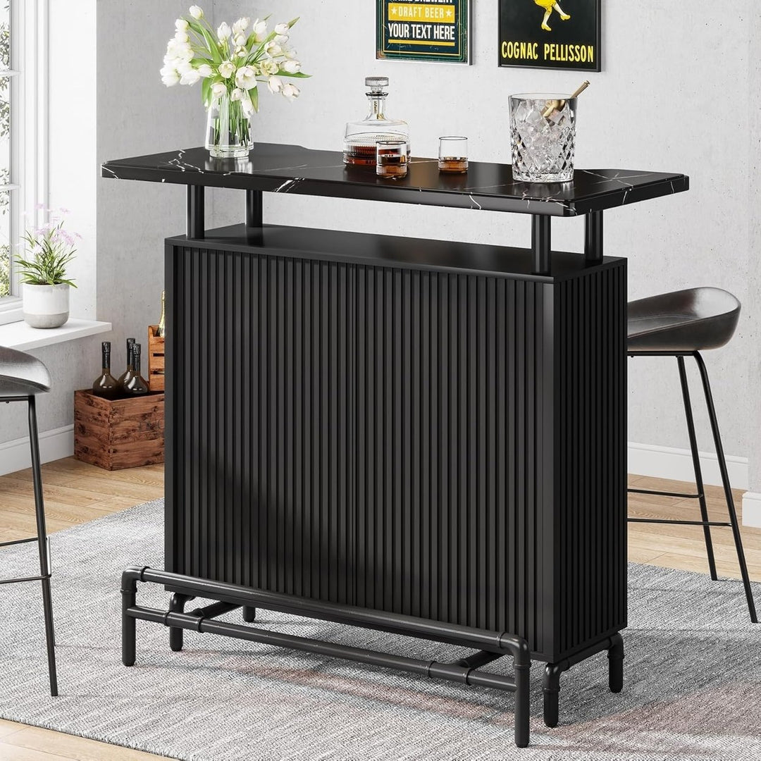 Tribesigns Home Bar Table with Storage Shelf for Living Room, Modern Industrial Style Counter Bar Unit with Sturdy Frame Image 2