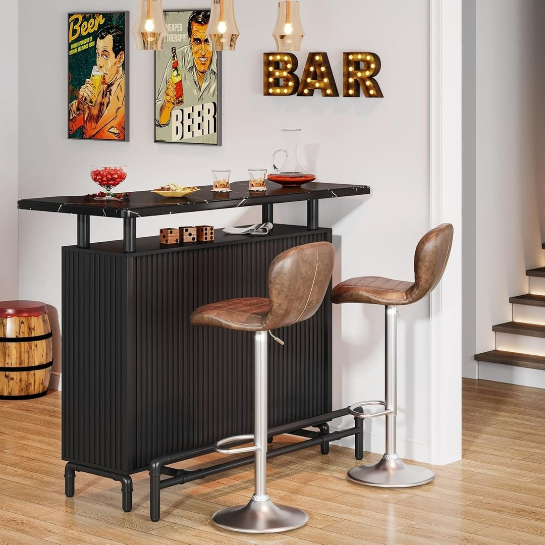 Tribesigns Home Bar Table with Storage Shelf for Living Room, Modern Industrial Style Counter Bar Unit with Sturdy Frame Image 5