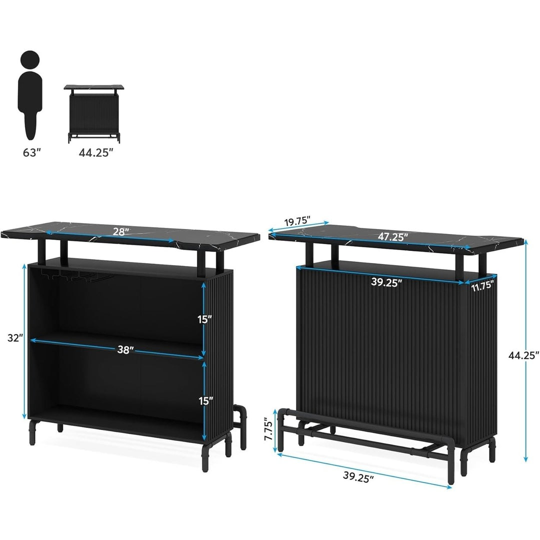 Tribesigns Home Bar Table with Storage Shelf for Living Room, Modern Industrial Style Counter Bar Unit with Sturdy Frame Image 6