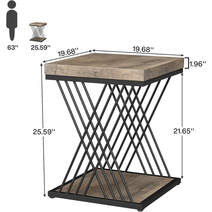 Tribesigns 2-Tier Side Table Faux Marble Modern Small Bedside Storage Metal Frame Image 6