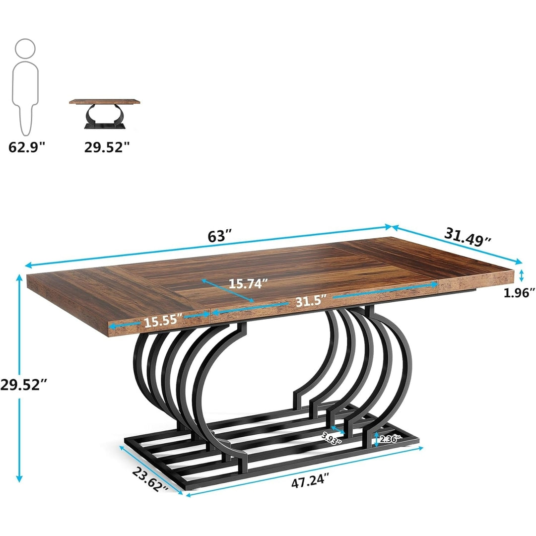 Tribesigns 63 Inch Marble Wood Dining Table for 6 Rectangular Geometric Base Image 6