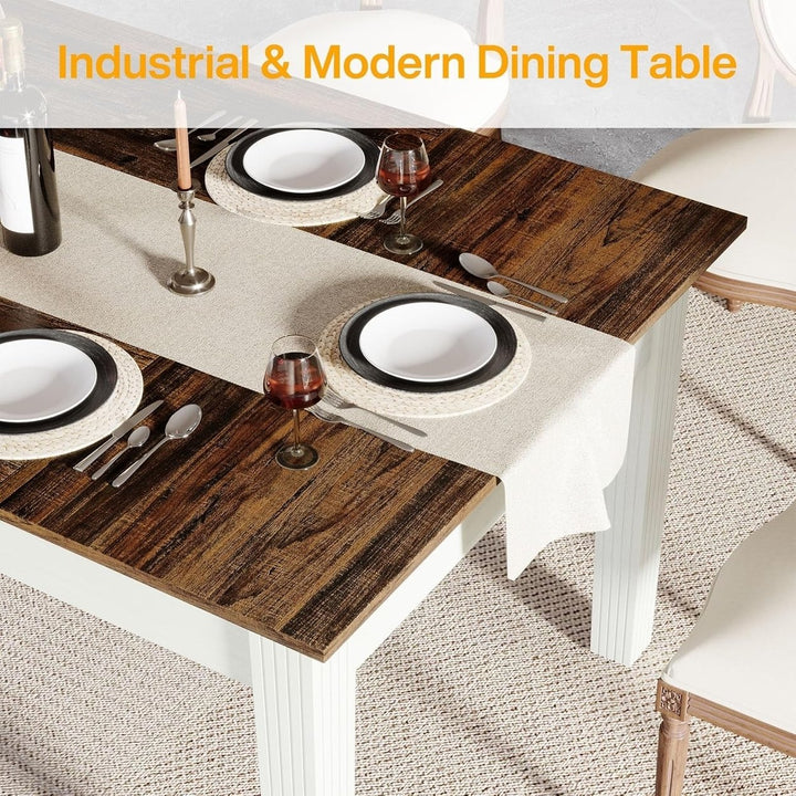 Tribesigns 62-Inch Rectangular Kitchen Table with Solid Wood Legs for 4-6 People, Modern Farmhouse Dinner Table Image 5