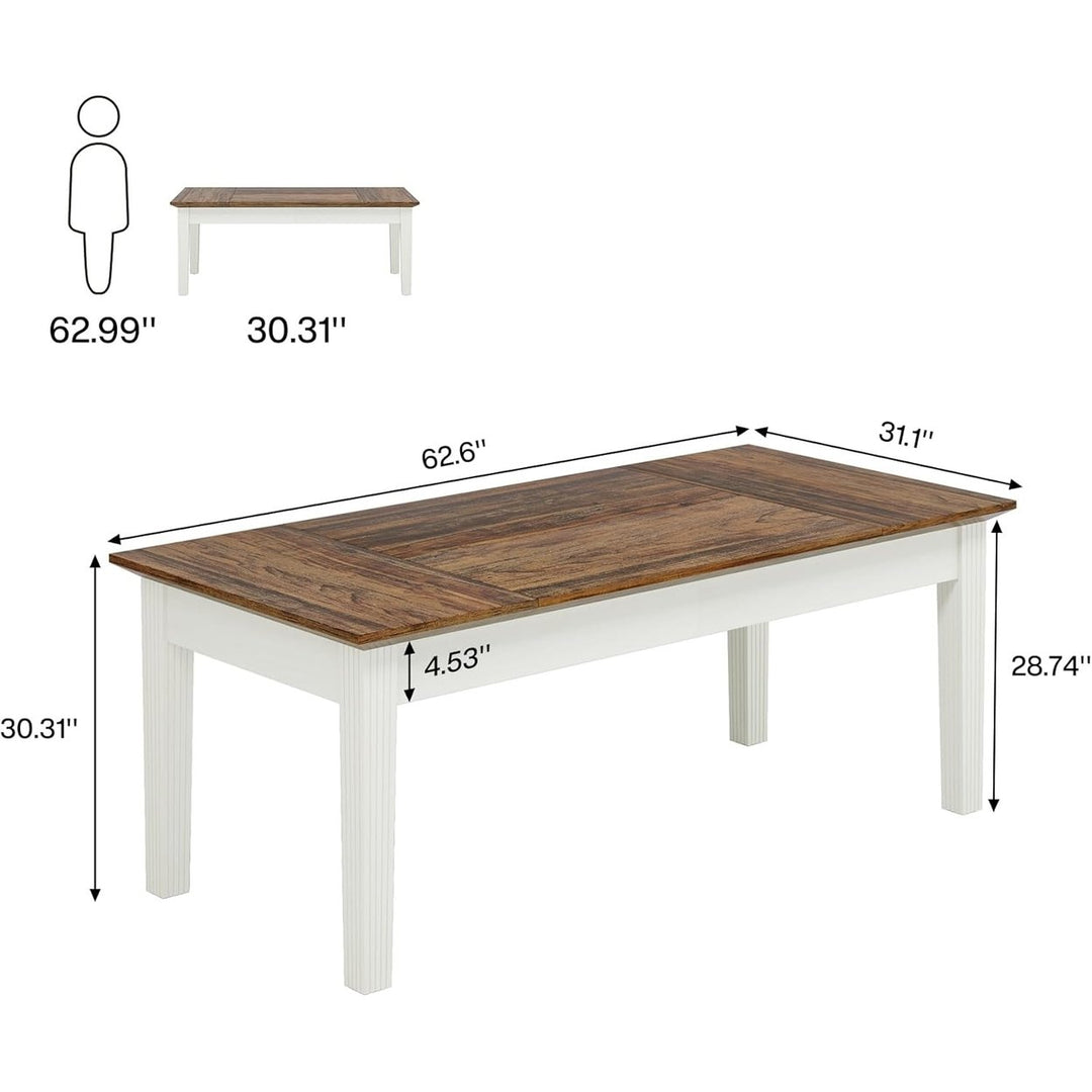 Tribesigns 62-Inch Rectangular Kitchen Table with Solid Wood Legs for 4-6 People, Modern Farmhouse Dinner Table Image 6