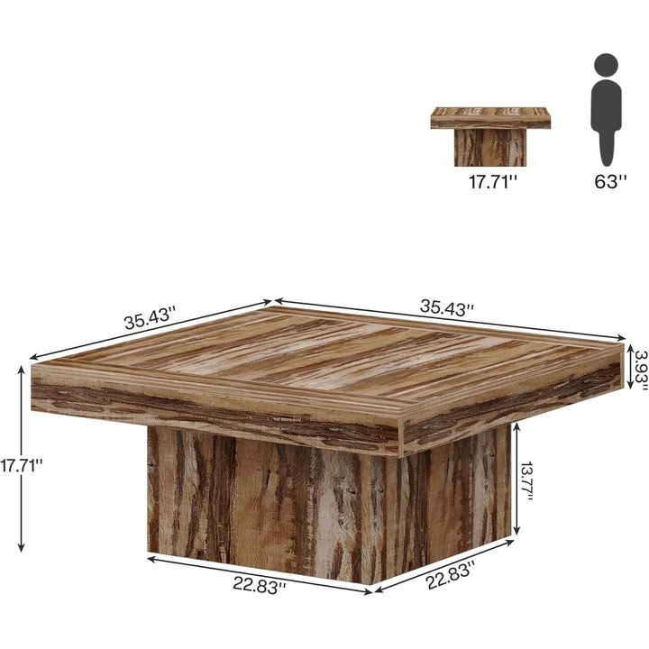 Tribesigns Square Coffee Table with LED Rustic Engineered Wood 35.4" Brown Image 7