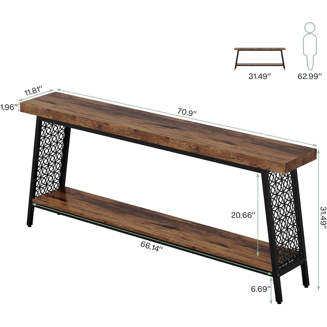 Tribesigns 70.9" Extra Long Console Table, 2-Tier Industrial Sofa Table with Storage, Entryway Table Behind Couch Image 6