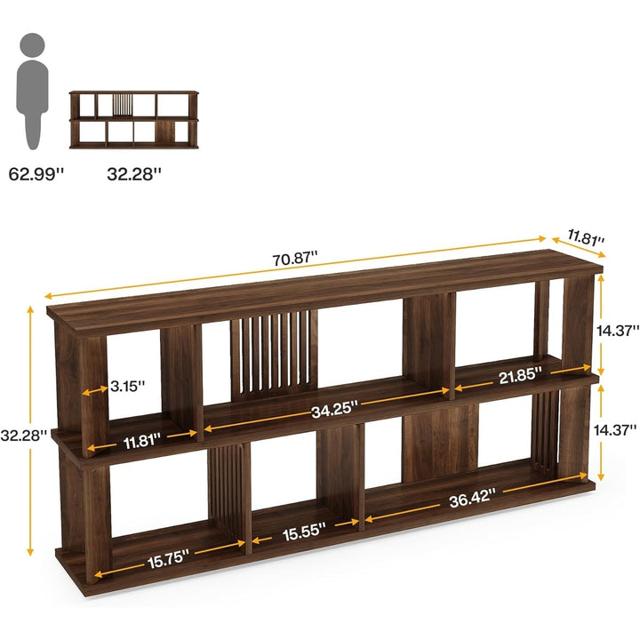 Tribesigns 71 Inches Wood Console Table, 3 Tiers Entryway Table, Long Hallway Table with Storage, Behind Couch Table Image 6