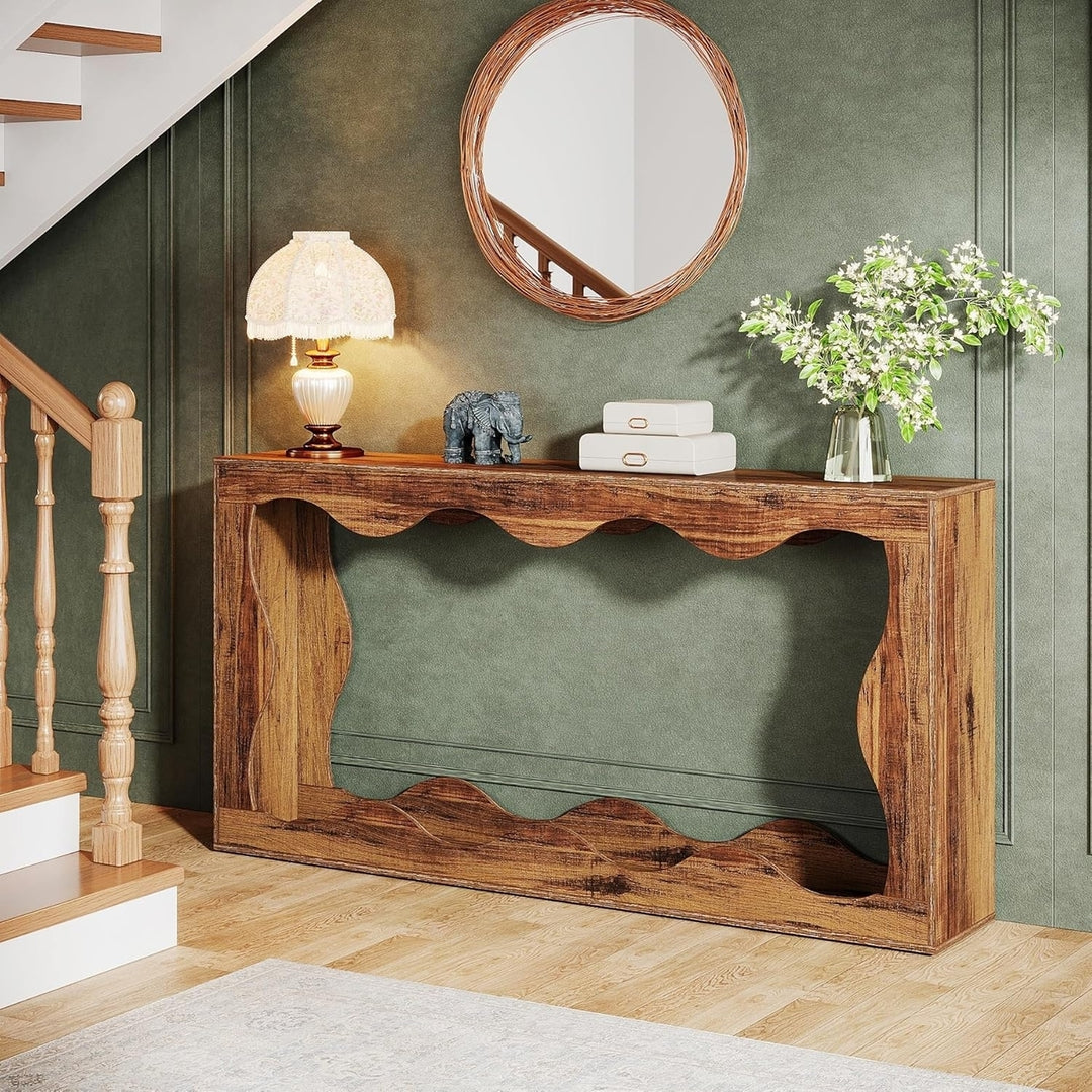 Tribesigns 63 Inch Farmhouse Console Table Narrow Entryway Storage Wood Design Image 1