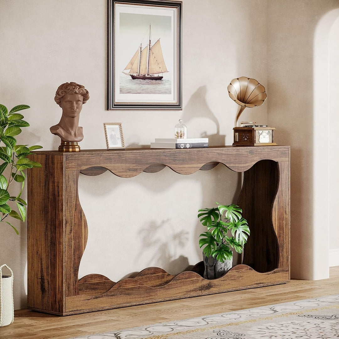 Tribesigns 63 Inch Farmhouse Console Table Narrow Entryway Storage Wood Design Image 2