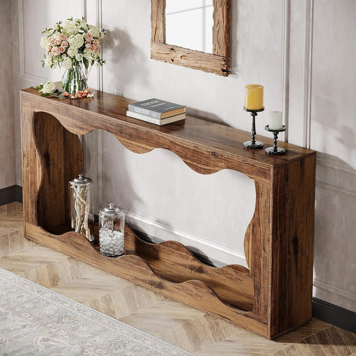 Tribesigns 63 Inch Farmhouse Console Table Narrow Entryway Storage Wood Design Image 3