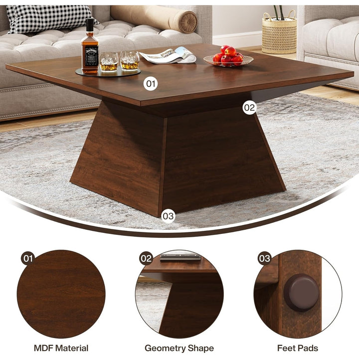 Tribesigns Square Coffee Table 31.49" Wooden with Geometric Base Mid Century Style Image 6