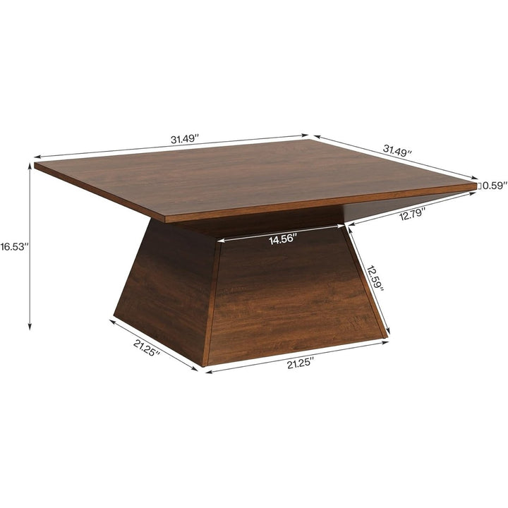 Tribesigns Square Coffee Table 31.49" Wooden with Geometric Base Mid Century Style Image 7