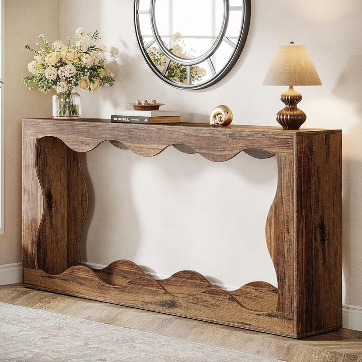 Tribesigns 63 Inch Farmhouse Console Table Narrow Entryway Storage Wood Design Image 5