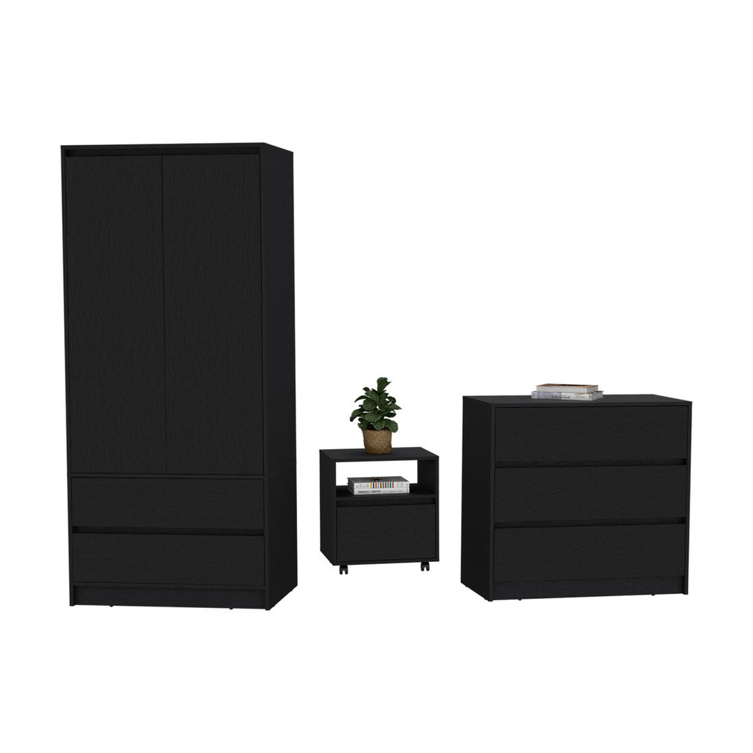 Three Piece Black Bedroom Set Image 2