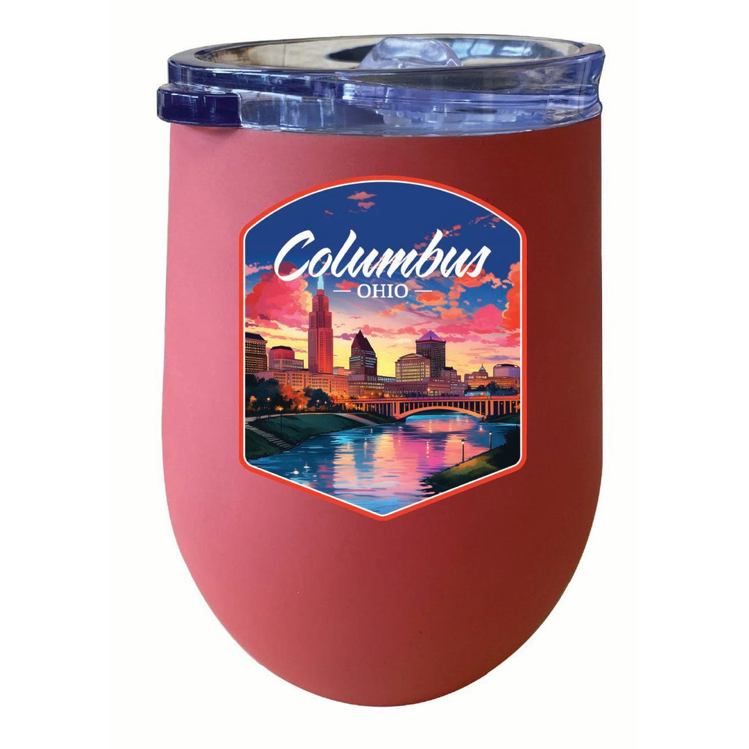 Columbus Ohio Sunset Cityscape Design Souvenir 12 oz Insulated Wine Stainless Steel Tumbler Image 1