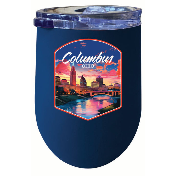 Columbus Ohio Sunset Cityscape Design Souvenir 12 oz Insulated Wine Stainless Steel Tumbler Image 4