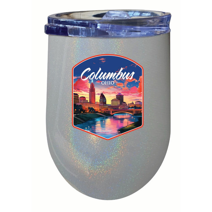 Columbus Ohio Sunset Cityscape Design Souvenir 12 oz Insulated Wine Stainless Steel Tumbler Image 5