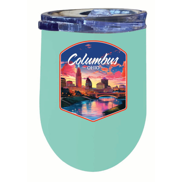 Columbus Ohio Sunset Cityscape Design Souvenir 12 oz Insulated Wine Stainless Steel Tumbler Image 6