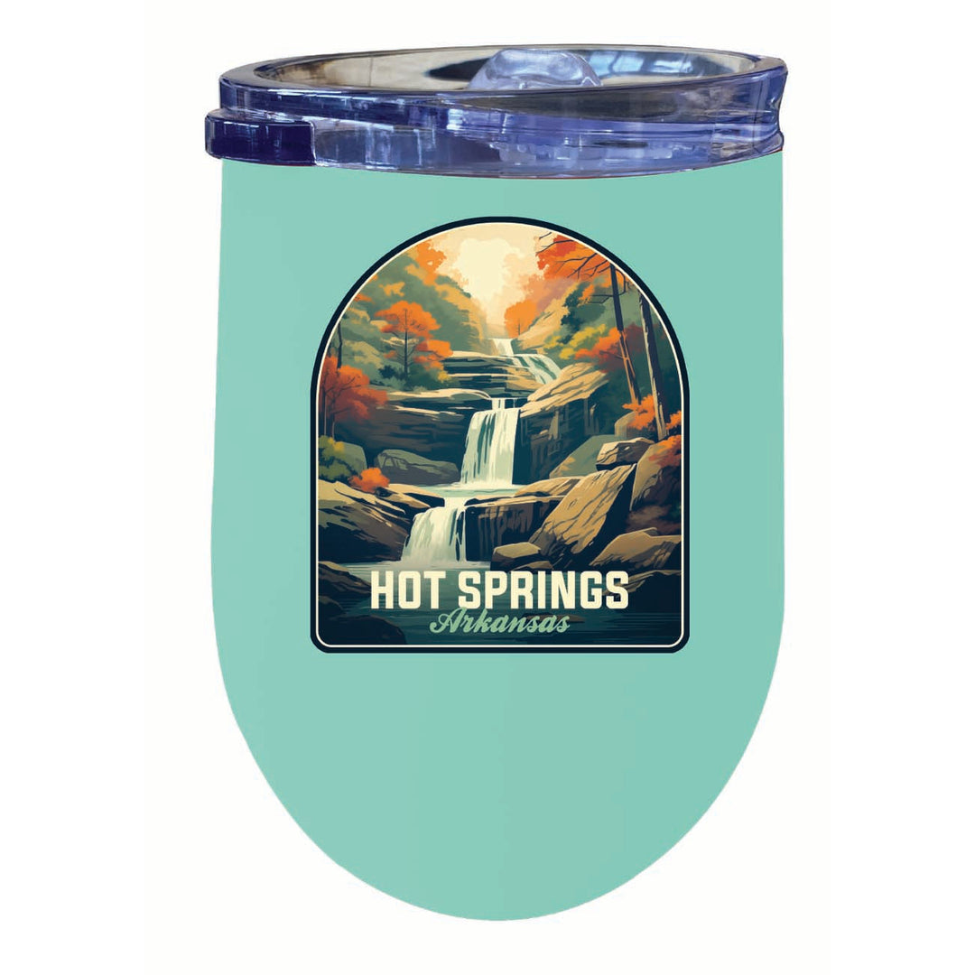 Hot Springs Arkansas Autumn Waterfall Design Souvenir 12 oz Insulated Wine Stainless Steel Tumbler Image 5