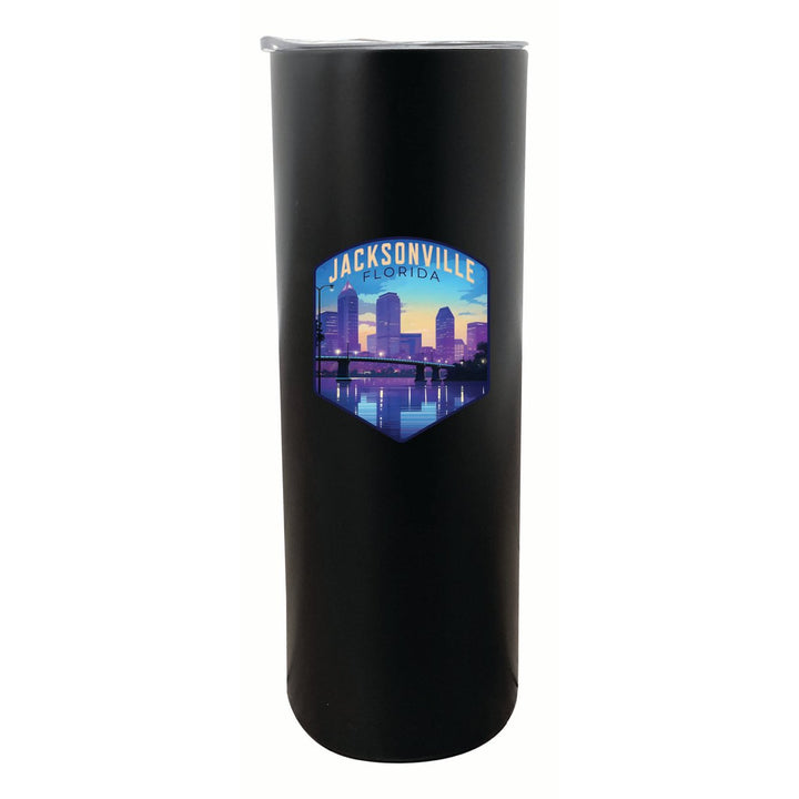 Jacksonville Florida Evening Cityscape Design Souvenir 20 oz Insulated Stainless Steel Skinny Tumbler Image 1