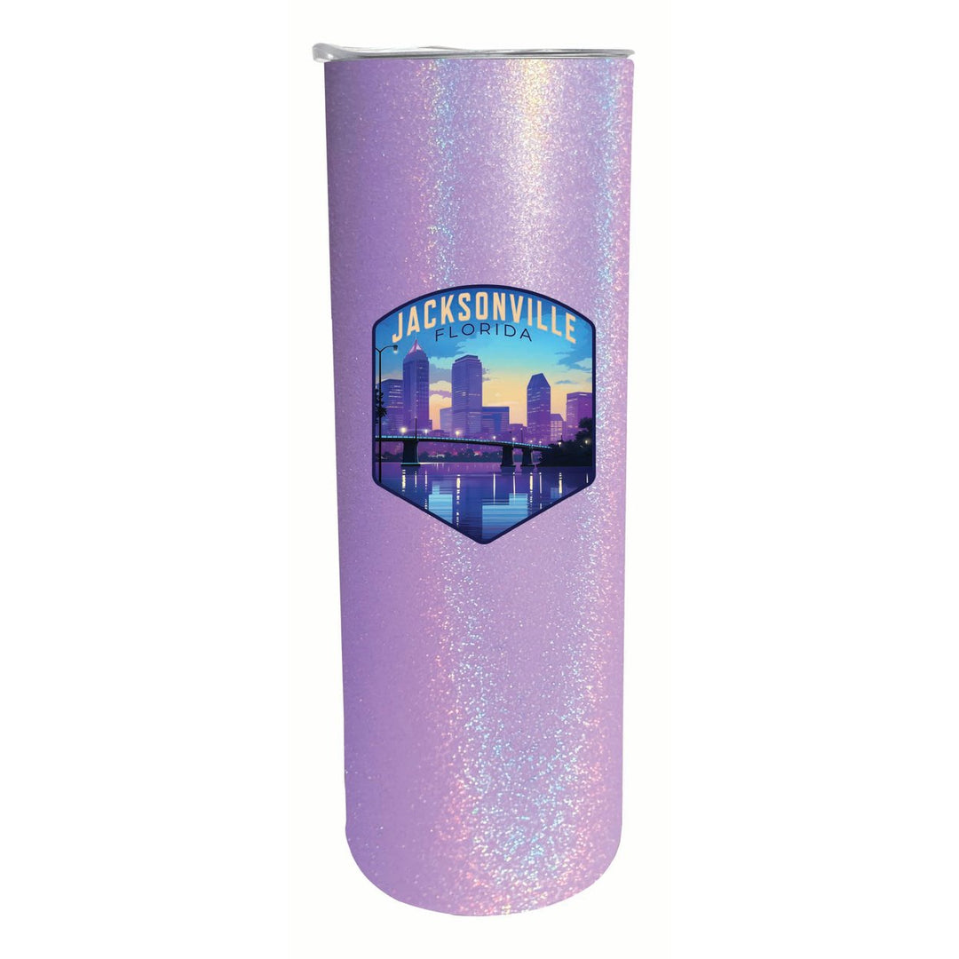 Jacksonville Florida Evening Cityscape Design Souvenir 20 oz Insulated Stainless Steel Skinny Tumbler Image 1