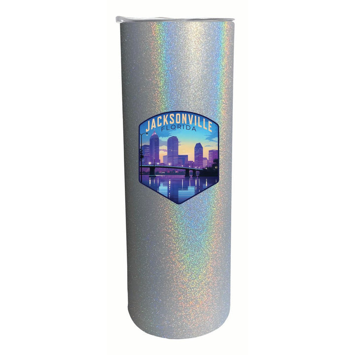 Jacksonville Florida Evening Cityscape Design Souvenir 20 oz Insulated Stainless Steel Skinny Tumbler Image 6