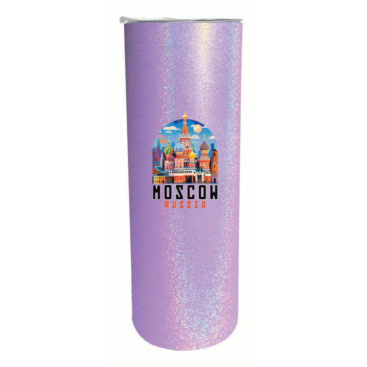 Moscow Russia Saint Basils Cathedral Illustration Design Souvenir 20 oz Insulated Stainless Steel Skinny Tumbler Image 1