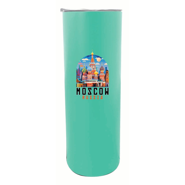 Moscow Russia Saint Basils Cathedral Illustration Design Souvenir 20 oz Insulated Stainless Steel Skinny Tumbler Image 3