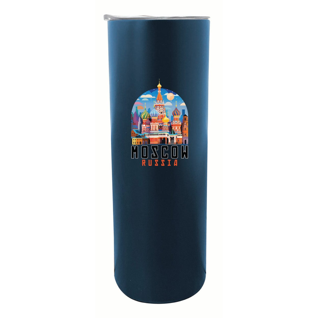 Moscow Russia Saint Basils Cathedral Illustration Design Souvenir 20 oz Insulated Stainless Steel Skinny Tumbler Image 4