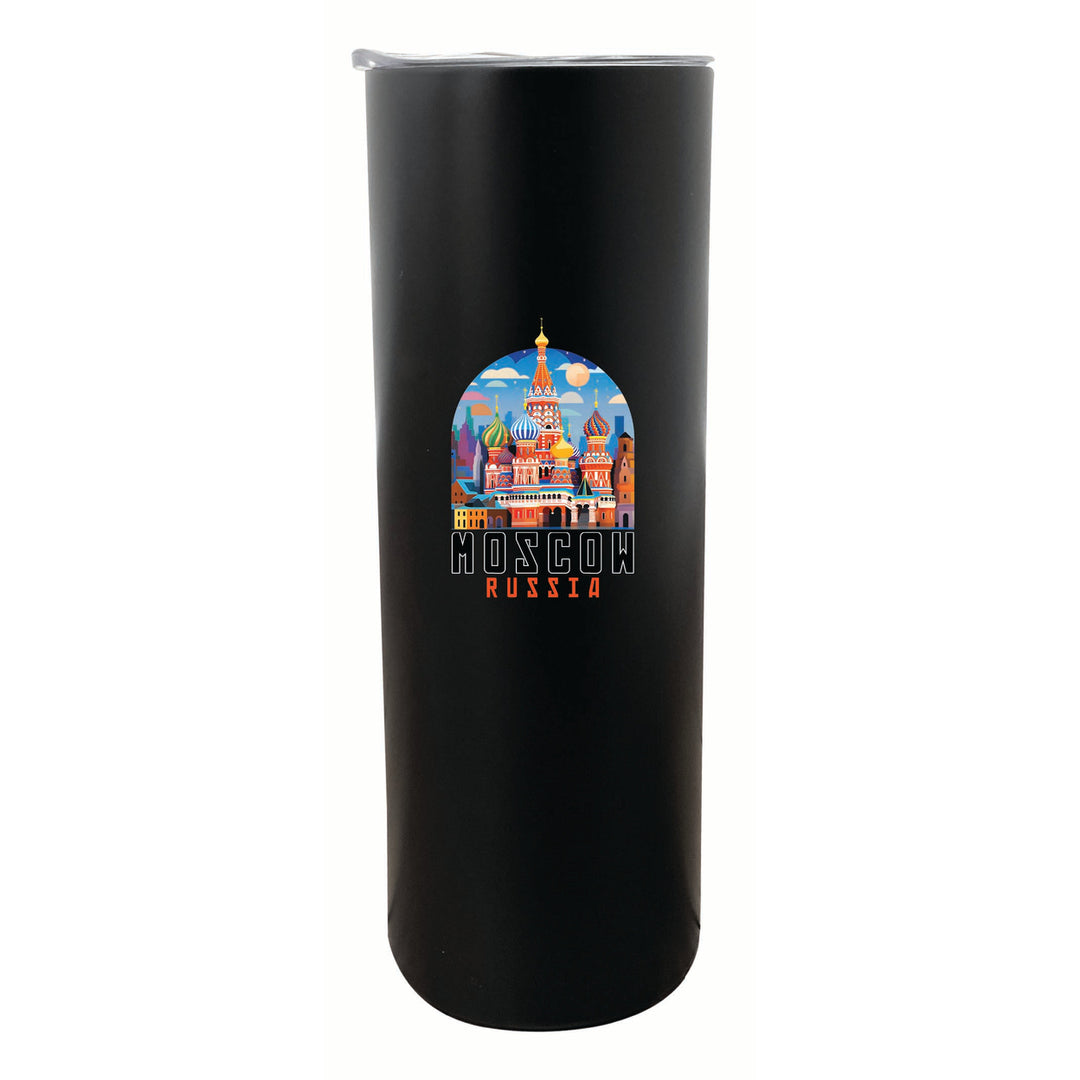 Moscow Russia Saint Basils Cathedral Illustration Design Souvenir 20 oz Insulated Stainless Steel Skinny Tumbler Image 5