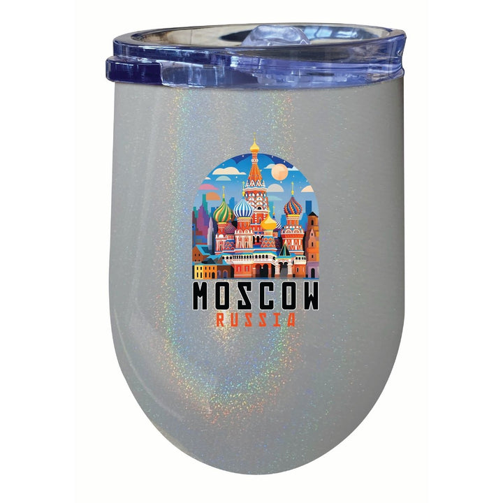 Moscow Russia Saint Basils Cathedral Illustration Design Souvenir 12 oz Insulated Wine Stainless Steel Tumbler Image 1