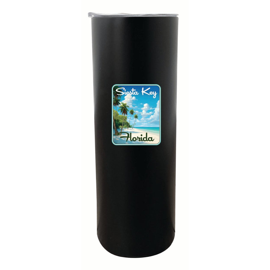 Siesta Key Beach Florida Tropical Beach Design Souvenir 20 oz Insulated Stainless Steel Skinny Tumbler Image 1