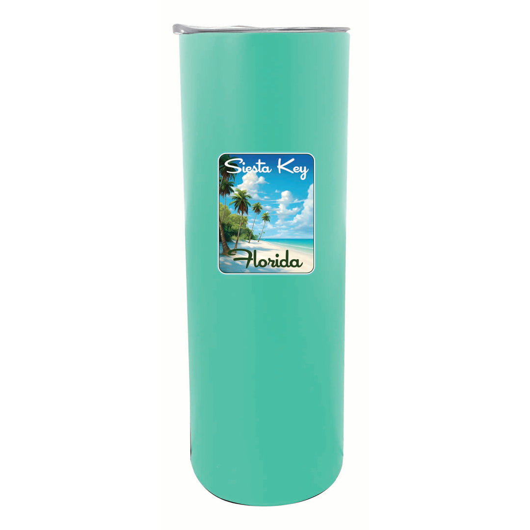 Siesta Key Beach Florida Tropical Beach Design Souvenir 20 oz Insulated Stainless Steel Skinny Tumbler Image 3