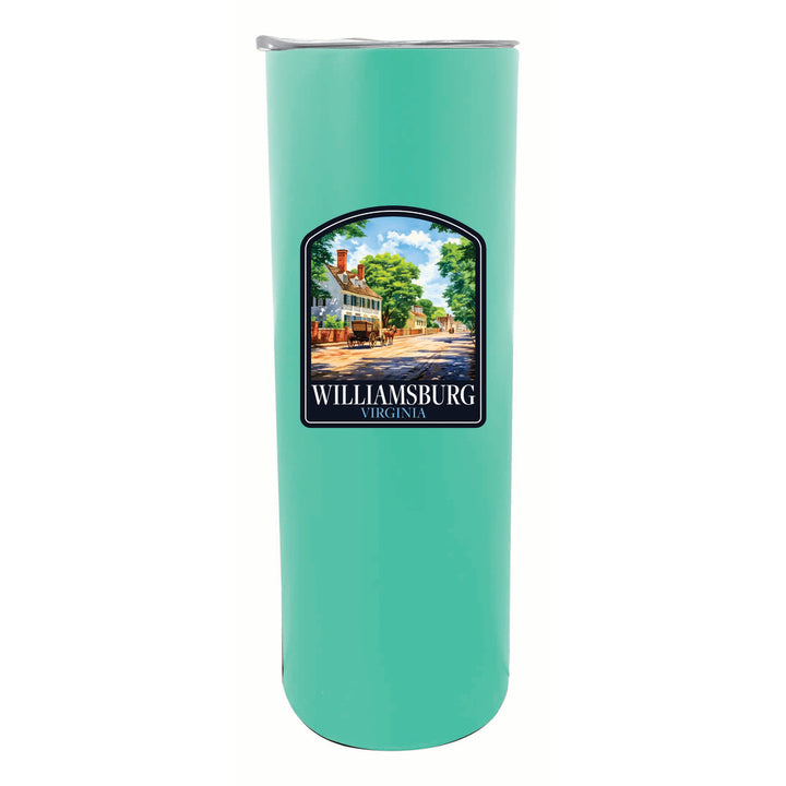 Williamsburg Virginia Colonial Street Design Souvenir 20 oz Insulated Stainless Steel Skinny Tumbler Image 1