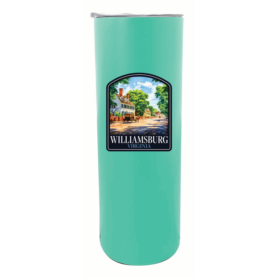 Williamsburg Virginia Colonial Street Design Souvenir 20 oz Insulated Stainless Steel Skinny Tumbler Image 1