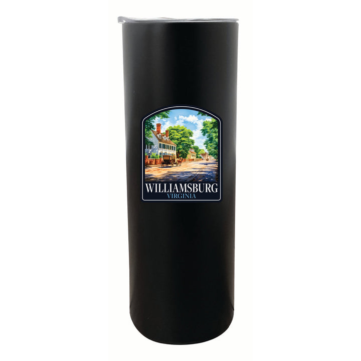 Williamsburg Virginia Colonial Street Design Souvenir 20 oz Insulated Stainless Steel Skinny Tumbler Image 2