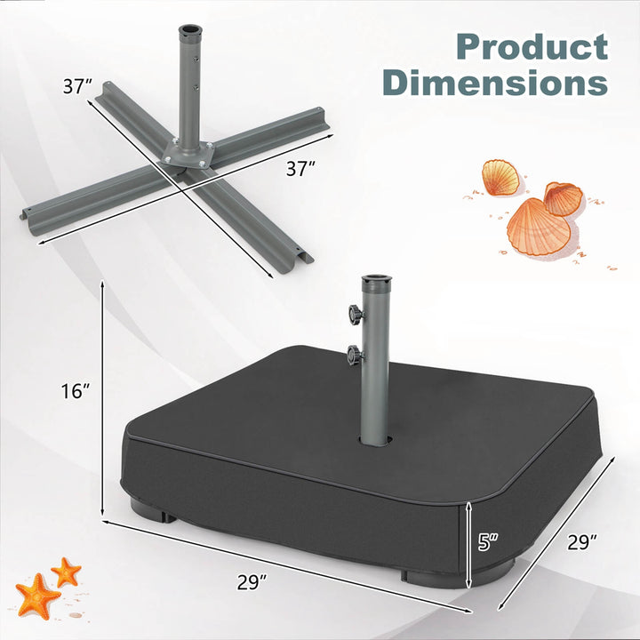 220lb Capacity Fillable Mobile Umbrella Base Heavy Duty Market Stand for Patio, 28.5 x28.5 x 29 Image 3