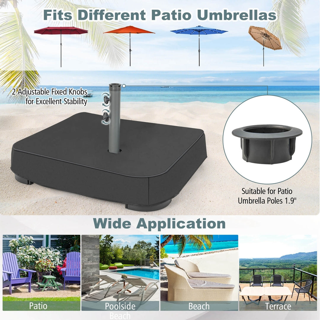 220lb Capacity Fillable Mobile Umbrella Base Heavy Duty Market Stand for Patio, 28.5 x28.5 x 29 Image 10